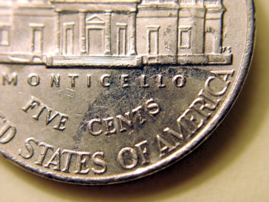 2007-P-Jefferson-Nickel,-Struck-Through-Grease